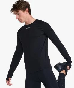 2XU - Ignition Base Layer Long Sleeve - Men's - Black/Silver Reflective -comfyballs-shop MR6827a BLK SRF 05 32131.1666697450