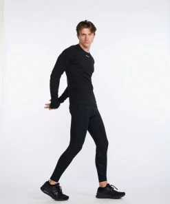2XU - Ignition Base Layer Long Sleeve - Men's - Black/Silver Reflective -comfyballs-shop MR6827a BLK SRF 12 76230.1666697450