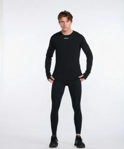 2XU - Ignition Base Layer Long Sleeve - Men's - Black/Silver Reflective -comfyballs-shop MR6827a BLK SRF 13 65549.1666697450
