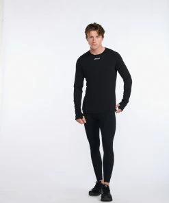 2XU - Ignition Base Layer Long Sleeve - Men's - Black/Silver Reflective -comfyballs-shop MR6827a BLK SRF 14 87766.1666697450