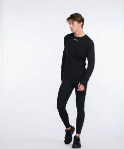 2XU - Ignition Base Layer Long Sleeve - Men's - Black/Silver Reflective -comfyballs-shop MR6827a BLK SRF 15 93667.1666697450
