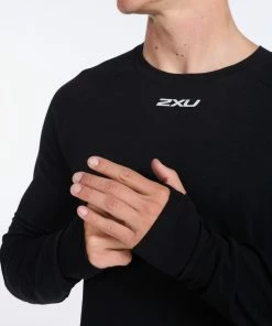 2XU - Ignition Base Layer Long Sleeve - Men's - Black/Silver Reflective -comfyballs-shop MR6827a BLK SRF 18 27145.1666697450