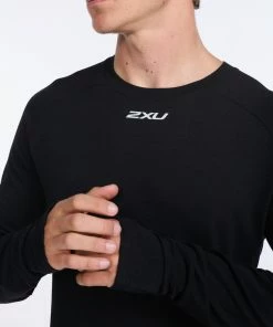 2XU - Ignition Base Layer Long Sleeve - Men's - Black/Silver Reflective -comfyballs-shop MR6827a BLK SRF 20 94223.1666697450