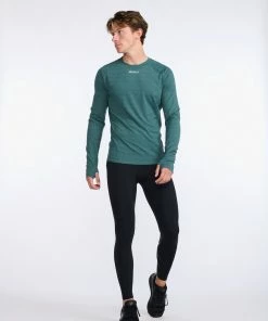 2XU - Ignition Base Layer Long Sleeve - Men's - Deep Jade Marle/Silver Reflective -comfyballs-shop MR6827a DJM SRF 04 52025.1666697458