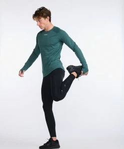 2XU - Ignition Base Layer Long Sleeve - Men's - Deep Jade Marle/Silver Reflective -comfyballs-shop MR6827a DJM SRF 05 61028.1666697458
