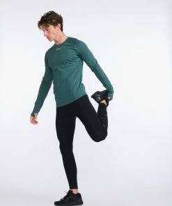 2XU - Ignition Base Layer Long Sleeve - Men's - Deep Jade Marle/Silver Reflective -comfyballs-shop MR6827a DJM SRF 06 15963.1666697458