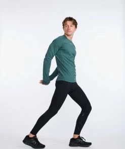 2XU - Ignition Base Layer Long Sleeve - Men's - Deep Jade Marle/Silver Reflective -comfyballs-shop MR6827a DJM SRF 12 80535.1666697458