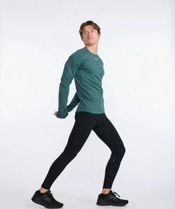 2XU - Ignition Base Layer Long Sleeve - Men's - Deep Jade Marle/Silver Reflective -comfyballs-shop MR6827a DJM SRF 13 14249.1666697458