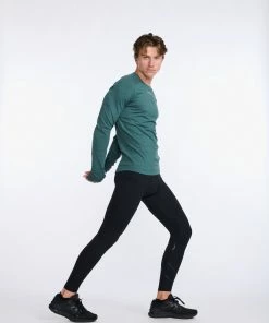 2XU - Ignition Base Layer Long Sleeve - Men's - Deep Jade Marle/Silver Reflective -comfyballs-shop MR6827a DJM SRF 14 69596.1666697458