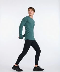 2XU - Ignition Base Layer Long Sleeve - Men's - Deep Jade Marle/Silver Reflective -comfyballs-shop MR6827a DJM SRF 16 83972.1666697458
