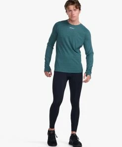 2XU - Ignition Base Layer Long Sleeve - Men's - Deep Jade Marle/Silver Reflective -comfyballs-shop MR6827a DJM SRF 18 1 01094.1666697458
