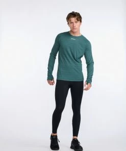 2XU - Ignition Base Layer Long Sleeve - Men's - Deep Jade Marle/Silver Reflective -comfyballs-shop MR6827a DJM SRF 18 35577.1666697458
