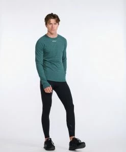 2XU - Ignition Base Layer Long Sleeve - Men's - Deep Jade Marle/Silver Reflective -comfyballs-shop MR6827a DJM SRF 19 62242.1666697458