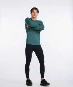 2XU - Ignition Base Layer Long Sleeve - Men's - Deep Jade Marle/Silver Reflective -comfyballs-shop MR6827a DJM SRF 21 62477.1666697458