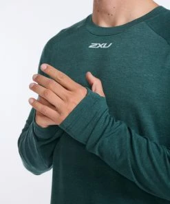 2XU - Ignition Base Layer Long Sleeve - Men's - Deep Jade Marle/Silver Reflective -comfyballs-shop MR6827a DJM SRF 23 1 99473.1666697458