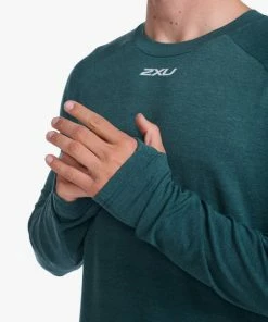 2XU - Ignition Base Layer Long Sleeve - Men's - Deep Jade Marle/Silver Reflective -comfyballs-shop MR6827a DJM SRF 23 91465.1666697458