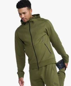 2XU - Commute Full Zip Hoodie - Men's - Winter Moss/Black -comfyballs-shop MR6882a WMO BLK 08 02029.1666697067