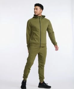 2XU - Commute Full Zip Hoodie - Men's - Winter Moss/Black -comfyballs-shop MR6882a WMO BLK 18 95930.1666697068