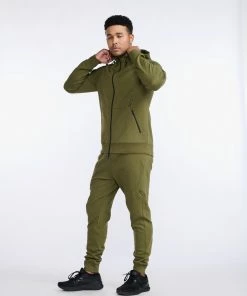 2XU - Commute Full Zip Hoodie - Men's - Winter Moss/Black -comfyballs-shop MR6882a WMO BLK 24 47425.1666697068