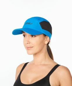 2XU - Light Speed Unisex Cap - Aquamarine/Black -comfyballs-shop UQ6540f AME BLK 02 56777.1627313229