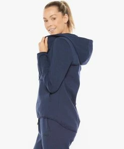 2XU - Commute Full-Zip Women's Hoodie - Navy Marle/Black -comfyballs-shop WR6285a NVM BLK 03 69198.1617022241