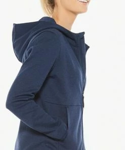 2XU - Commute Full-Zip Women's Hoodie - Navy Marle/Black -comfyballs-shop WR6285a NVM BLK 04 2 16416.1617022241