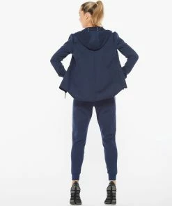 2XU - Commute Full-Zip Women's Hoodie - Navy Marle/Black -comfyballs-shop WR6285a NVM BLK 05 2 22806.1617022241