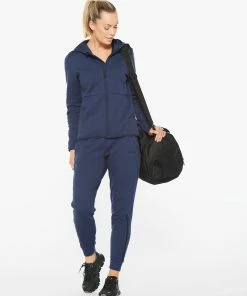 2XU - Commute Full-Zip Women's Hoodie - Navy Marle/Black -comfyballs-shop WR6285a NVM BLK 06 2 06670.1617022241