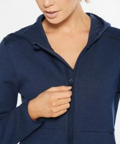 2XU - Commute Full-Zip Women's Hoodie - Navy Marle/Black -comfyballs-shop WR6285a NVM BLK 08 85226.1617022241