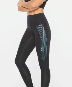 2XU - ACTIVE Women's Medium Impact Crop Top - Black/Teal Chrome Lines -comfyballs-shop WR6407a BLK TCL 04 08975.1652169497