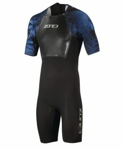 Zone 3 Zone3 - Men's Short-Sleeved Swimskin - Black/Blue - 2023