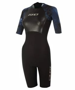 Zone 3 Zone3 - Women's Short-Sleeve Swimskin - Black/Blue - 2023